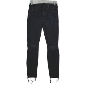 Mother Jeans Womens 4 28" Washed Black The Looker Ankle Fray Gold Bolt‎ Casual